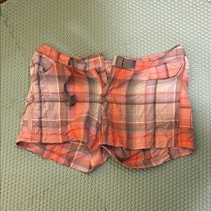 Plaid Women's Shorts in Orange and Gray